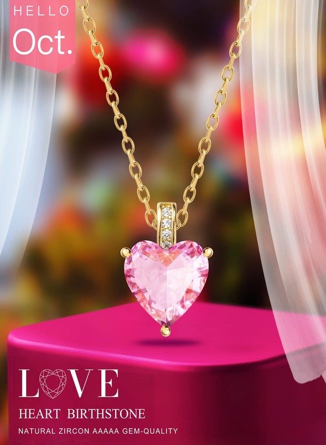MIDDLUX Heart Necklace, Birthstone Necklace for Women, Pink Necklace, Heart Necklaces for Women, October Birthstone Necklace, Pink Heart Necklace, Rose Quartz Necklace - Image 5